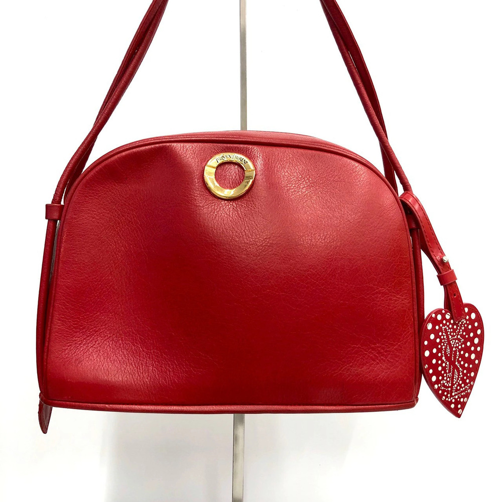 Saint Laurent Heart Mirror Leather Near Shoulder Bag Red